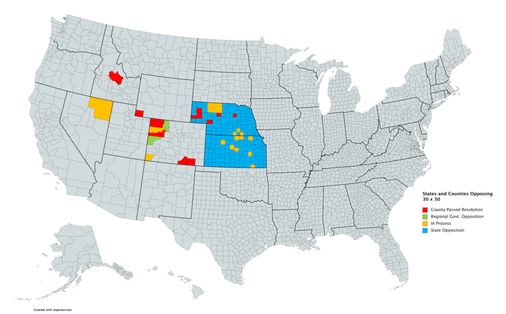 States and Counties Opposed to 30 x 30